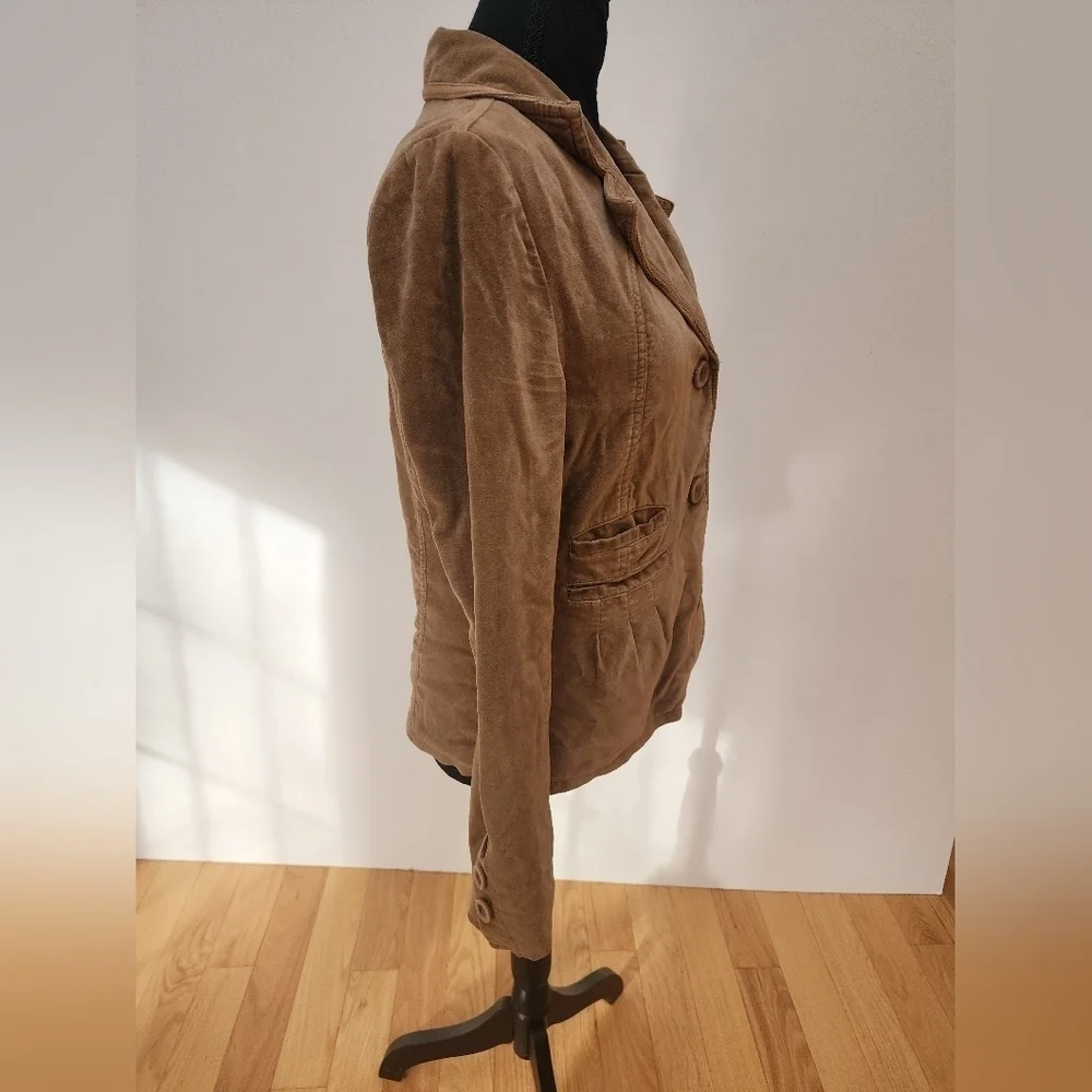 Vintage Y2K Cambridge Tan Velvet Floral Embroidered Jacket